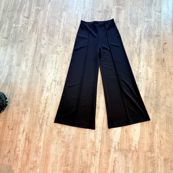 Dee Ocleppo Smooth Stretch Twill Black Flare Pants Seam Detail &Elegant DrapeNWT - Picture 5 of 14